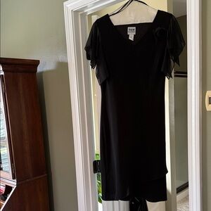 R&M Richards Black Mini Dress with Chiffon Sleeves